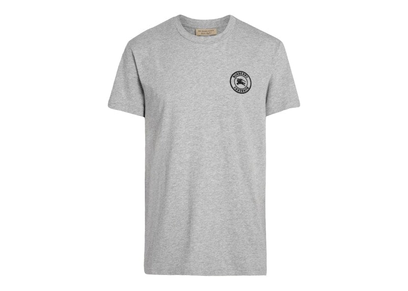 Burberry Embroidered Logo Cotton T-Shirt Grey/Black