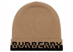 Burberry Embroidered Logo Knitted Beanie Brown