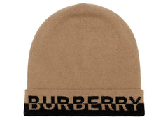 Burberry Embroidered Logo Knitted Beanie Brown
