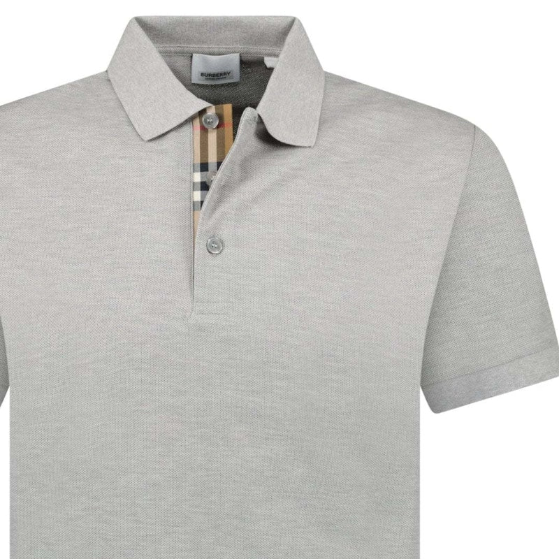 Burberry Hartford Check Placket Polo Grey