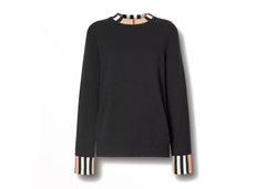 Burberry Icon Stripe Trim Cashmere Sweater Black