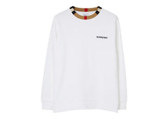 Burberry Icon Stripe Trim Cotton Sweatshirt White
