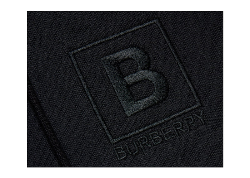 Burberry Letter Graphic Cotton Blend Zip Hoodie Black