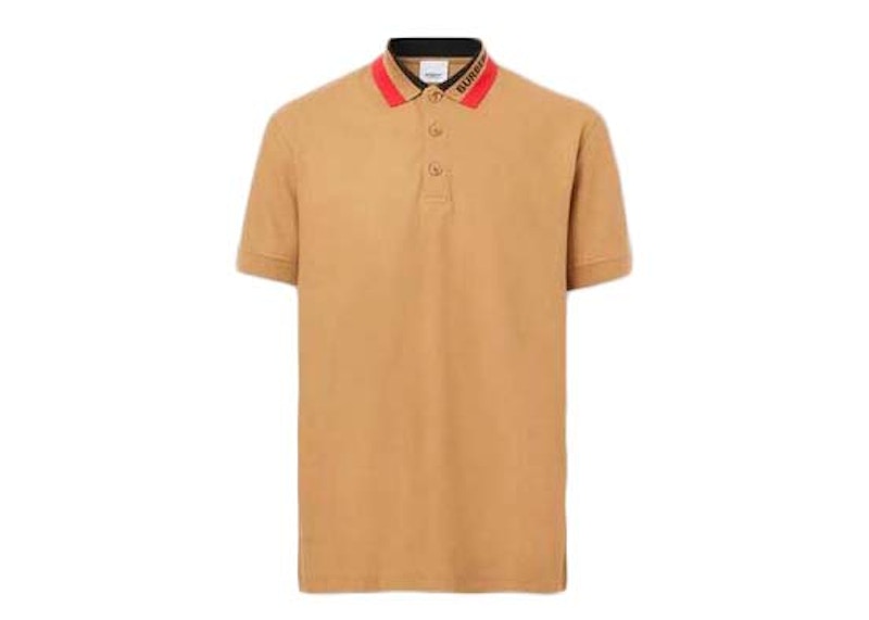 Burberry Logo Detail Cotton Piqué Polo Shirt Camel