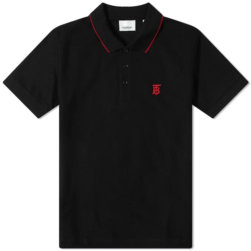 Burberry Logo Embroidered Polo Black