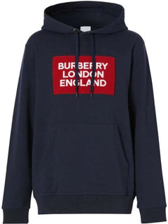 Burberry Logo Patch Hoodie Navy Red