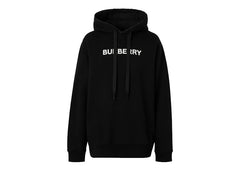 Burberry Logo Print Cotton Hoodie Black/White