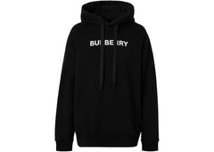 Burberry Logo Print Cotton Hoodie Black/White