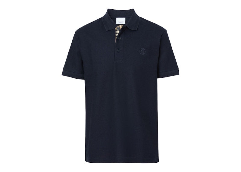 Burberry Monogram Motif Cotton Pique Polo Caol Blue/Archive Beige