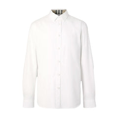 Burberry Slim Fit Monogram Motif Stretch Cotton Poplin Shirt White