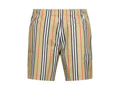 Burberry Striped Check Print Swim Shorts Beige/Brown