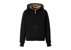 Burberry Women's Letter Graphic Cotton Blend Zip Hoodie Black