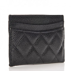 Chanel Classic Card Holder Quilted Caviar Gold-tone Black