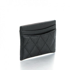 Chanel Card Holder Quilted Caviar Silver-tone Black