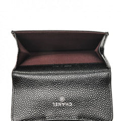 Chanel Flap Card Holder Quilted Caviar Silver-tone Black