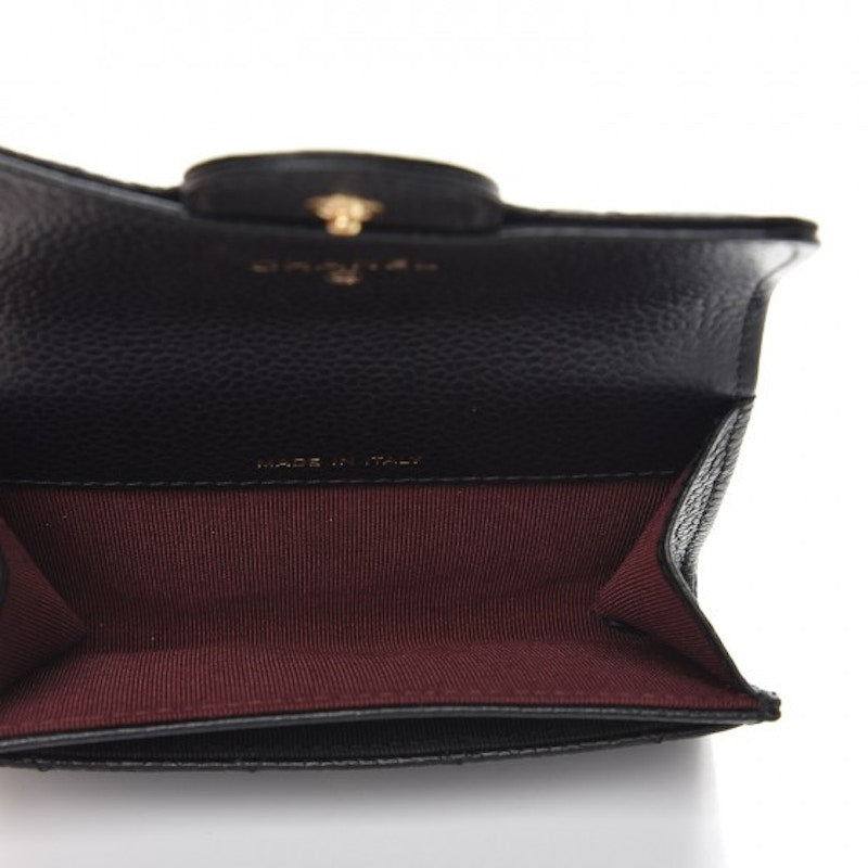 Chanel Card Holder Quilted Caviar Gold-tone Black