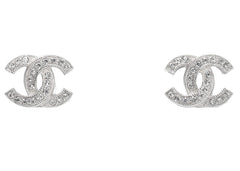 Chanel Metal and Strass Earrings Crystal Silver