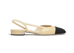Chanel Slingback Flats Beige Goatskin