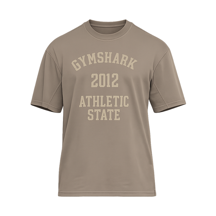Gymshark Collegiate Washed T-Shirt oversized fit Soft Brown
