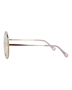 Chloe Aviator-Frame Metal Optical Frames Burgundy Burgundy Transparent (CH0019O-30009854-002)