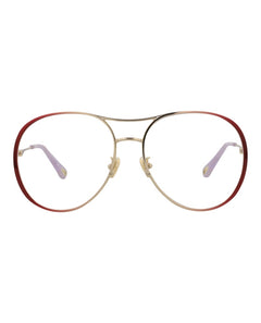 Chloe Aviator-Frame Metal Optical Frames Burgundy Burgundy Transparent (CH0019O-30009854-002)