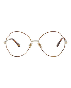 Chloe Round-Frame Metal Optical Frames Havana Gold Transparent (CH0097O-30012431-004)