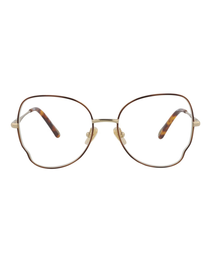Chloe Round-Frame Metal Optical Frames Havana Gold Transparent (CH0098O-30012434-004)
