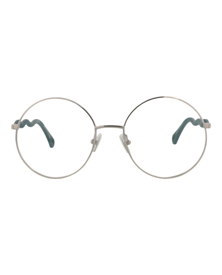 Chloe Round-Frame Metal Optical Frames Silver Green Transparent (CH0057O-30011445-004)