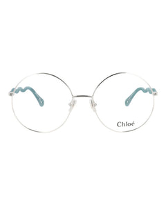 Chloe Round-Frame Metal Optical Frames Silver Green Transparent (CH0057O-30011445-008)