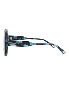 Chloe Round-Frame Recycled Acetate Sunglasses Havana Havana Blue (CH0195SK-30014693-003)