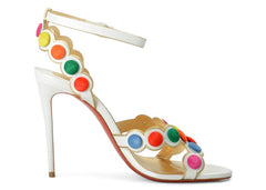 Christian Louboutin Smartissima 100 White Leather Strappy Sandal Multi Mekong (Women's)