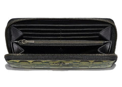 Coach x Bape Accordion Zip Wallet Signature Canvas With Ape Head Black Copper/Camo Multi