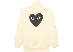 Comme Des Garcons Play Big Black Heart Zip Up Sweatshirt Ivory