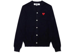 Comme Des Garcons Play Red Heart Knit Cardigan Sweater Navy