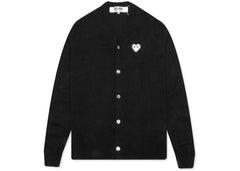 Comme Des Garcons Play White Heart Knit Cardigan Sweater Black