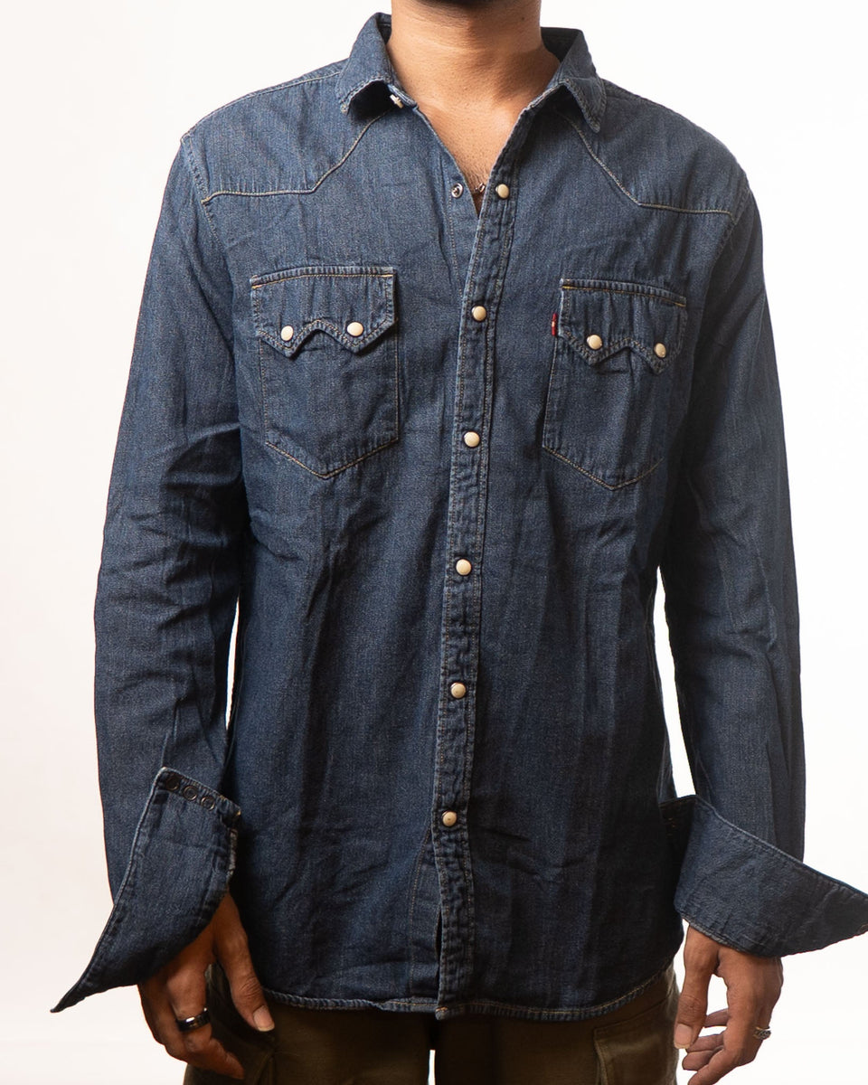 Levis Blue Slim Fit Denim Shirt (L)