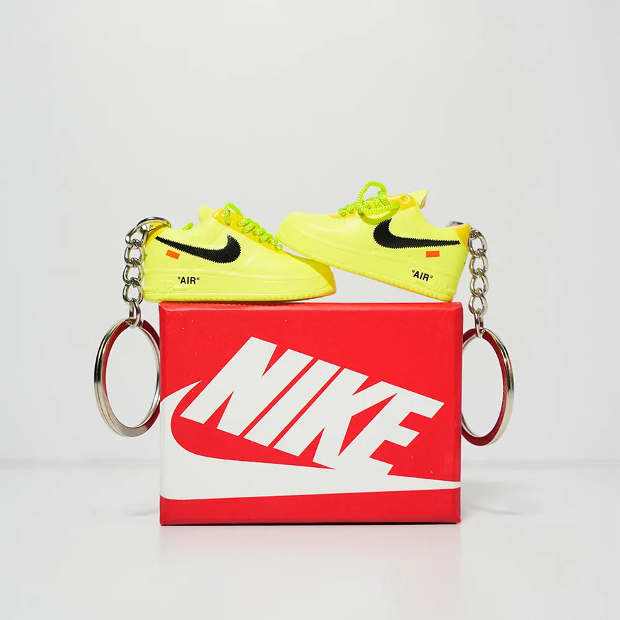 3D Sneaker Keychain With Box - Nike AF1 x Low Off- white Volt