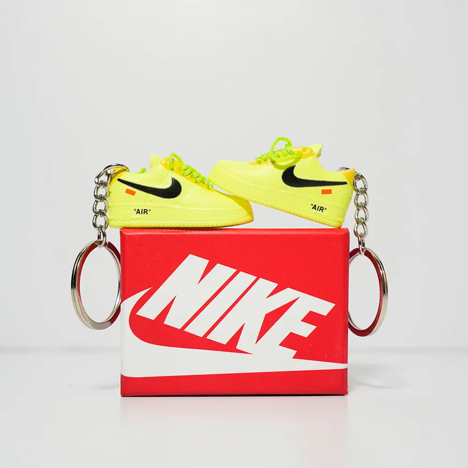 3D Sneaker Keychain With Box - Nike AF1 x Low Off- white Volt