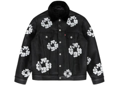Denim Tears x Levi'S Leather Cotton Wreath Type-3 Jacket Black Denim