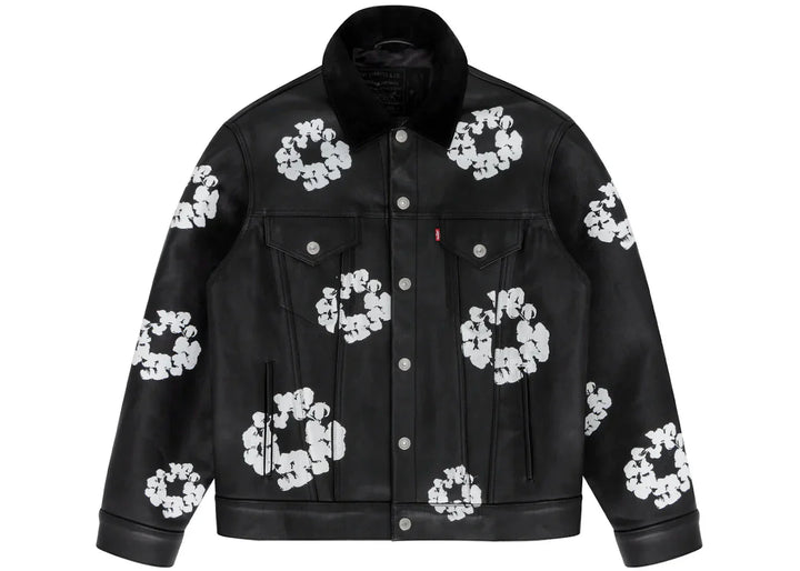 Denim Tears x Levi'S Leather Cotton Wreath Type-3 Jacket Black Denim