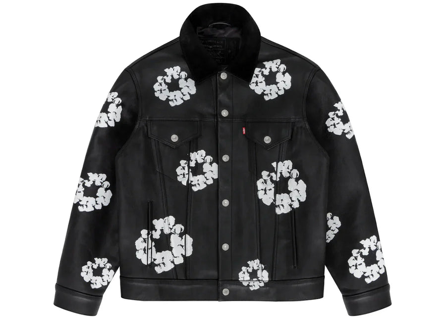 Denim Tears x Levi'S Leather Cotton Wreath Type-3 Jacket Black Denim