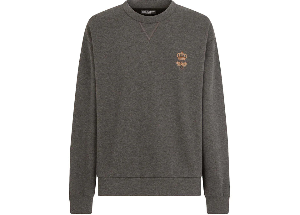 Dolce & Gabbana Bee Embroidered Cotton Blend Sweatshirt Red