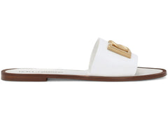 Dolce & Gabbana Calfskin Bianca Sliders with DG Logo White (Women's)