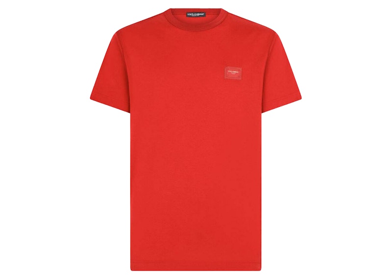 Dolce & Gabbana Cotton Branded Plate T-Shirt Red