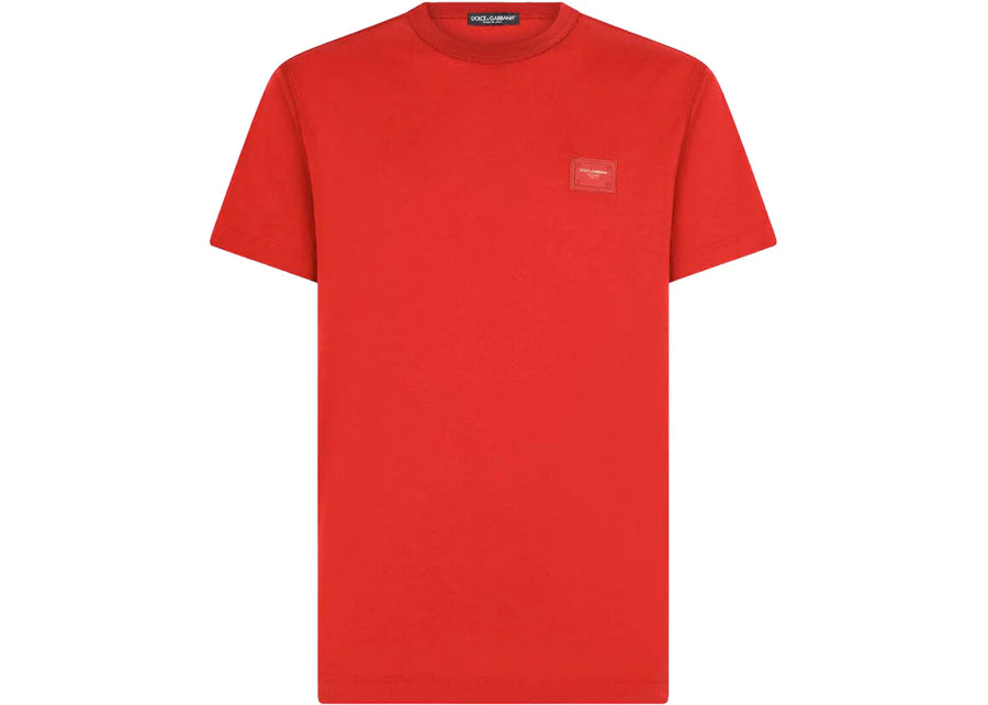 Dolce & Gabbana Cotton Branded Plate T-Shirt Red