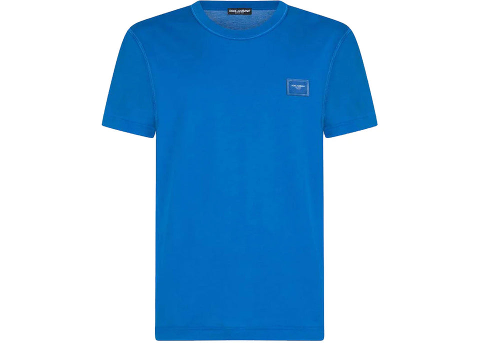 Dolce & Gabbana Cotton Logoed Plaque T-Shirt Turquois