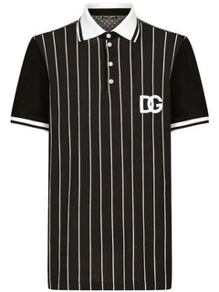 Dolce & Gabbana DG Patch Shorts-Sleeved Polo Black/White
