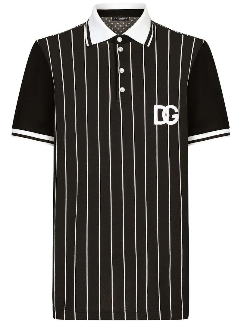 Dolce & Gabbana DG Patch Shorts-Sleeved Polo Black/White