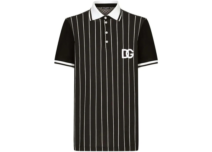 Dolce & Gabbana DG Patch Shorts-Sleeved Polo Black/White