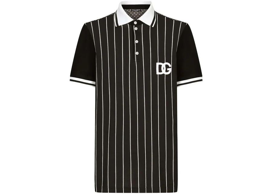 Dolce & Gabbana DG Patch Shorts-Sleeved Polo Black/White